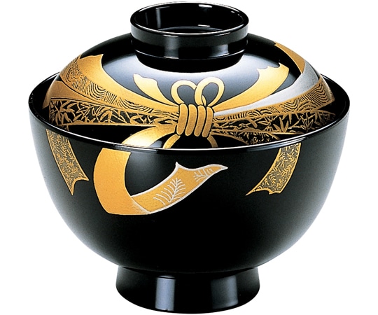 福井クラフト 3.8寸 越丸椀 黒のし 33024910 1個（ご注文単位1個）【直送品】