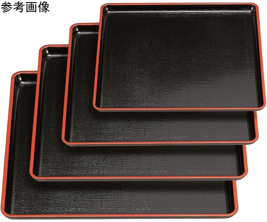 福井クラフト 尺1 カスリ角盆 黒天朱SL 50410710 1個（ご注文単位1個）【直送品】