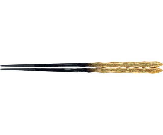 福井クラフト 225 荒彫とんがり箸 二色金箔先黒乾漆 60003220 1個（ご注文単位1個）【直送品】