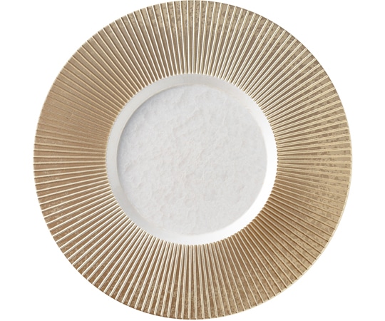 福井クラフト 28cm タービンプレート 内ホワイトアクア/リムゴールド/裏白塗 75020310 1個（ご注文単位1個）【直送品】