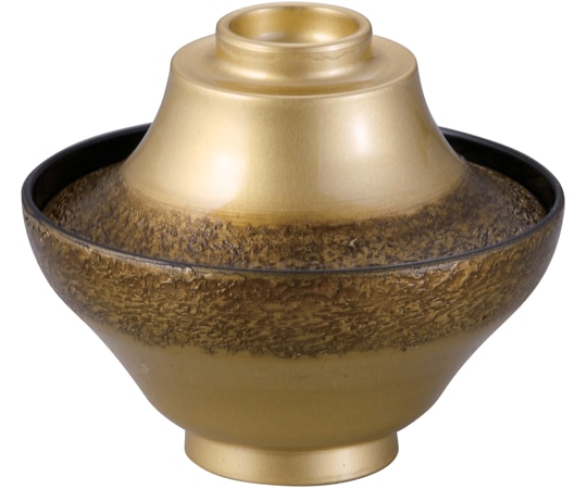 福井クラフト TA福富士椀(蓋親)絞り墨入れ金内黒 33502770 1個（ご注文単位1個）【直送品】