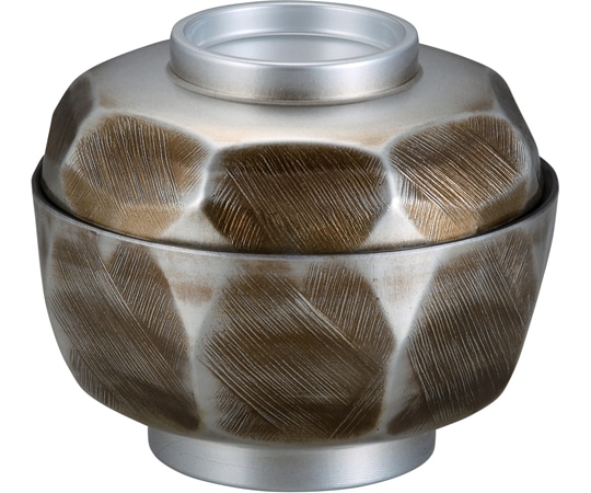 福井クラフト 5寸 荒彫亀甲丸丼 墨入れ銀内黒 33503110 1個（ご注文単位1個）【直送品】