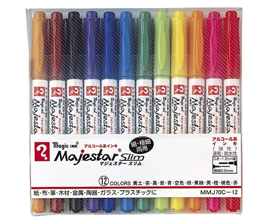 寺西化学 マジックインキ マジェスタースリム 12色セット MMJ70C-12 1個(ご注文単位1個)【直送品】