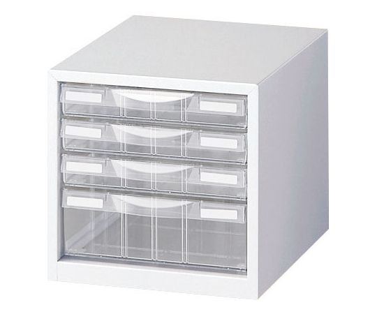 生興 整理ケース(ホワイト) A4判1列浅型3段・深型1段 LW-P104C 1台(ご注文単位1台)【直送品】