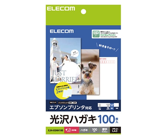 エレコム エプソン用光沢ハガキ(厚手タイプ) 100枚入 EJH-EGNH100 1パック(ご注文単位1パック)【直送品】