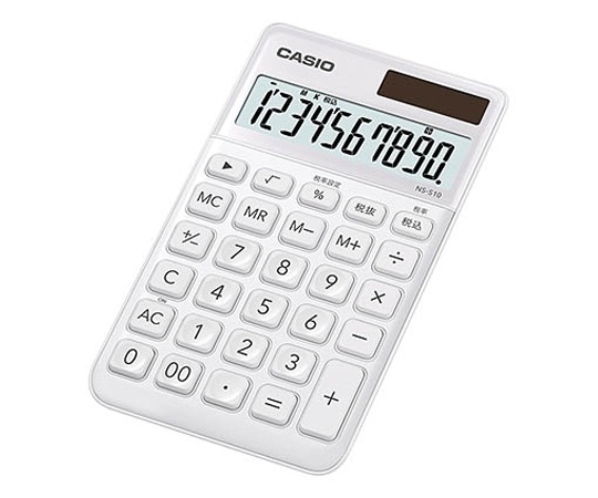 カシオ 大判手帳型スタイリッシュ電卓(10桁) (ホワイト) NS-S10-WE-N 1個(ご注文単位1個)【直送品】