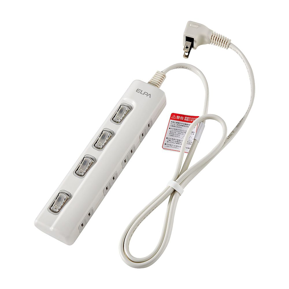 ELPA LEDランプ スイッチ付タップ4P1m横 WLS-LY41EB(W) 1個(ご注文単位1個)【直送品】