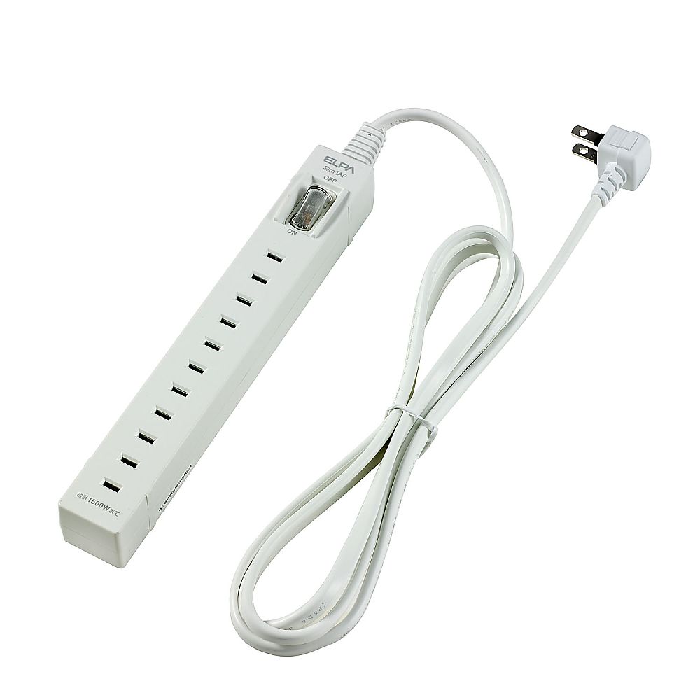 ELPA スリムタップ5個口1.5m 集中SW WL-SW5015B(W) 1個(ご注文単位1個)【直送品】