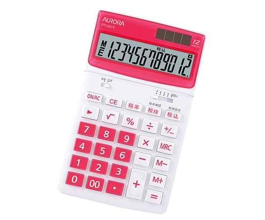 AURORA(オーロラ) 卓上カラー電卓(中型) レッド DT125TX-R 1個(ご注文単位1個)【直送品】