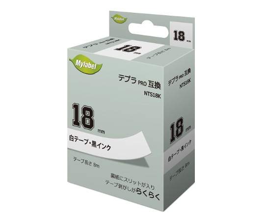 NinestAO テプラ互換テープ 白地ラベル 18mm 黒文字 8m 16個入 NTS18K 1箱(ご注文単位1箱)【直送品】