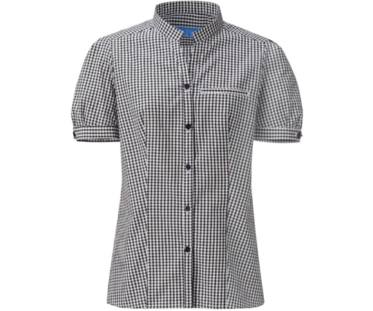 KAZEN パフスリーブブラウス 白x黒ギンガム LL 619-25 LL 1枚（ご注文単位1枚）【直送品】