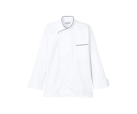 FACE ユニセックスコックコート ホワイト×ブルー M FJ0705U-7 M 1枚（ご注文単位1枚）【直送品】