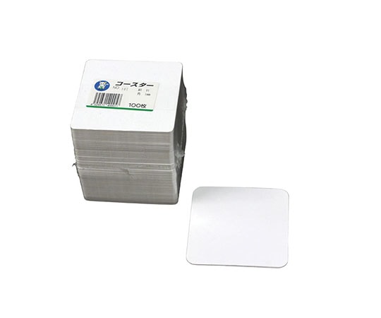 カミイソ産商 No.107 白角コースター絹目入りφ90(1mm) 100枚入 604386 1個（ご注文単位1個）【直送品】