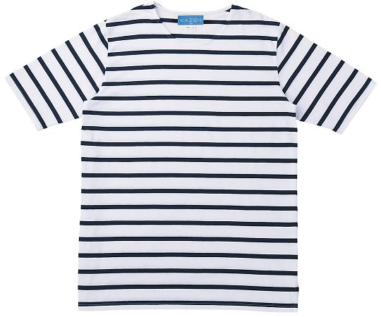 KAZEN ボーダーTシャツ ホワイトxネイビー SS HM22-40 SS 1枚（ご注文単位1枚）【直送品】
