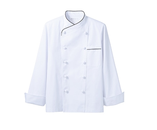 住商モンブラン 男女兼用コックコート 長袖 白/黒 6-951 L 1枚（ご注文単位1枚）【直送品】