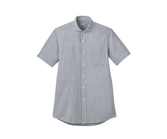 FACE ワイドカラーニット半袖シャツ ネイビーストライプ 3L FB4560U-8 3L 1枚（ご注文単位1枚）【直送品】