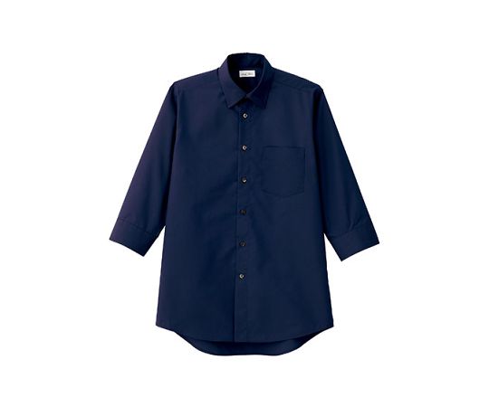 FACE メンズレギュラーカラー七分袖シャツ ネイビー L FB5042M-8 L 1枚（ご注文単位1枚）【直送品】
