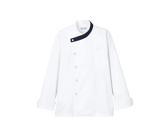 FACE ユニセックスコックコート ホワイト×ネイビー LL FJ0707U-8 LL 1枚（ご注文単位1枚）【直送品】