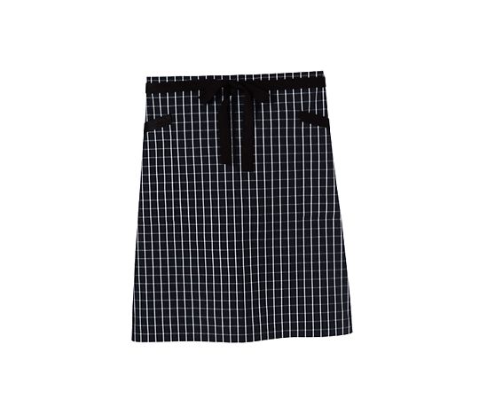 FACE チェック柄ロングエプロン ブラック フリー FK7123-16 1枚（ご注文単位1枚）【直送品】