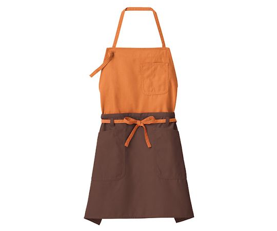 FACE 2WAYエプロン オレンジ×ブラウン フリー FK7158-13 1枚（ご注文単位1枚）【直送品】