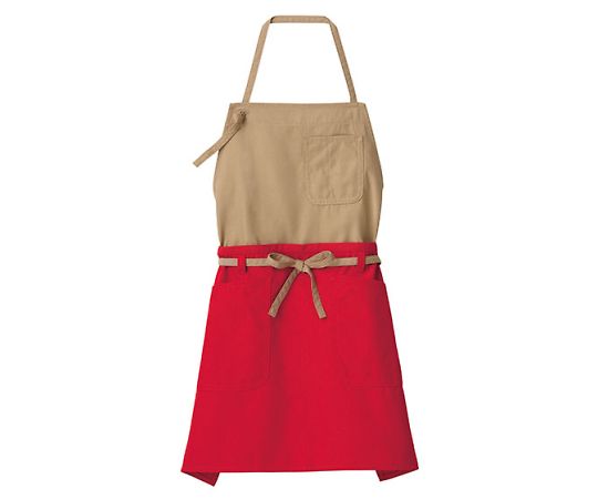 FACE 2WAYエプロン モカ×レッド フリー FK7158-23 1枚（ご注文単位1枚）【直送品】