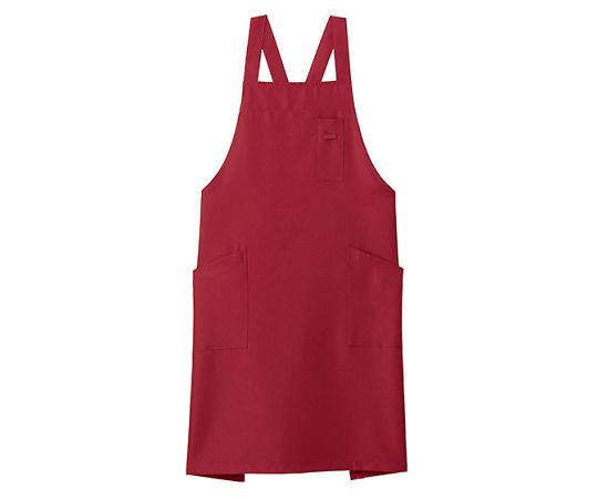 FACE バッククロス胸当てエプロン レッド フリー FK7163-3 1枚（ご注文単位1枚）【直送品】