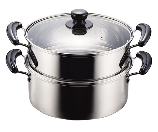 パール金属 NEWだんらん ステンレス製ガラス蓋付2段蒸し器 26cm H-5875 1個（ご注文単位1個）【直送品】