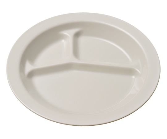 エンテック (グレー) PP丸ランチ皿 三ツ切 1714GR 1個（ご注文単位1個）【直送品】