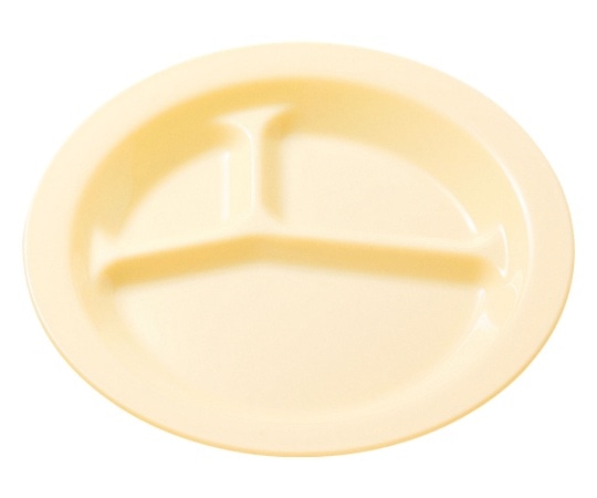 エンテック (クリーム) PP丸ランチ皿 三ツ切 1714K 1個（ご注文単位1個）【直送品】