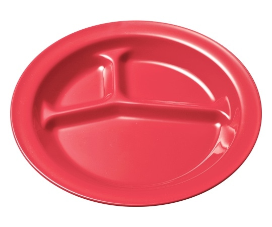 エンテック (レッド) PP丸ランチ皿 三ツ切 1714R 1個（ご注文単位1個）【直送品】