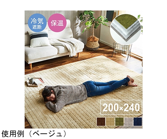 アズワン ラグ 滑りにくい 暖かい 保温 蓄熱 断熱 アルミ 無地 グリーン 約200×240cm ホットカーペット対応 1292641126401 1個（ご注文単位1個）【直送品】