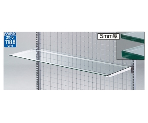 ストア・エキスプレス ガラス棚セットW120cmインハングタイプ ガラス5mm厚 D40cm 61-36-5-6 1セット（ご注文単位1セット）【直送品】