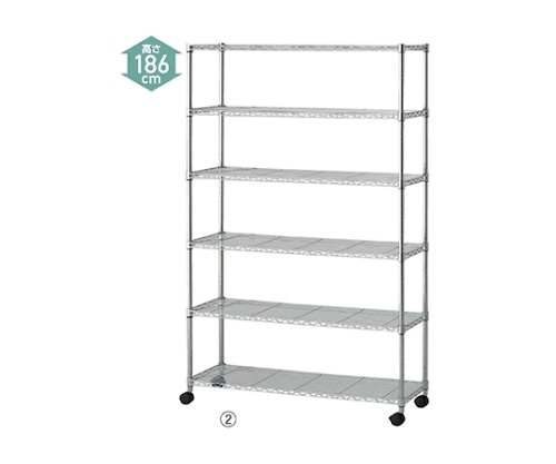 ストア・エキスプレス ローコストワイヤーラックW120×D35×H187cm 6段 キャスター付き 61-66-13-2 1個（ご注文単位1個）【直送品】