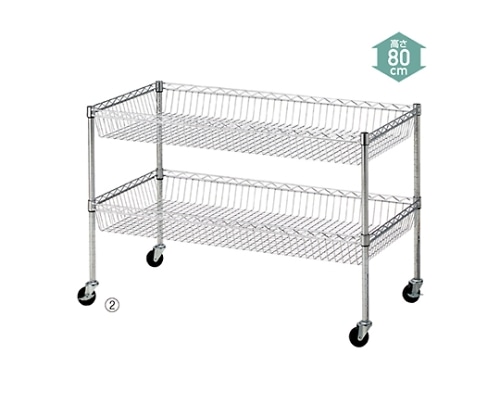 ストア・エキスプレス シェルフワゴン2段展開 W90×D60cm 61-753-54-3 1個（ご注文単位1個）【直送品】