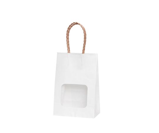 アズワン ウィンドウミニバッグ 白無地 クラフト 110×60×160mm 1箱(25枚×4包入) XZT65102 1箱（ご注文単位1箱）【直送品】