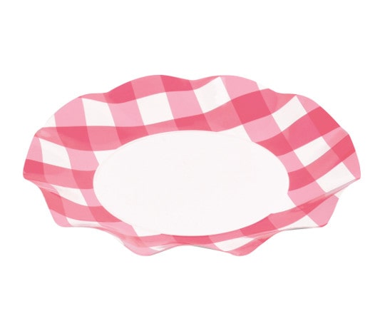 パール金属 アラモード WAVEペーパープレート 20cm 5枚入 レッドチェック D-258 1袋(ご注文単位1袋)【直送品】