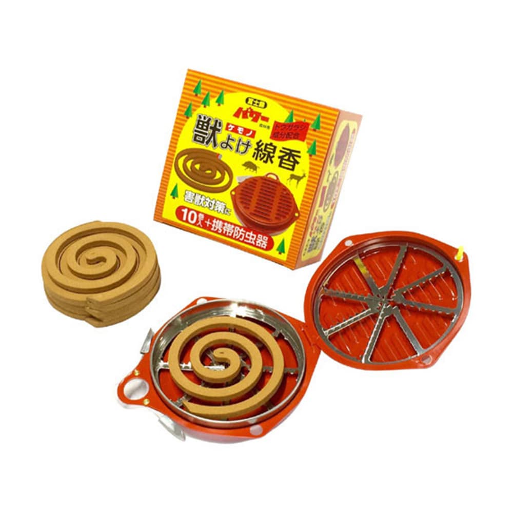 アズワン 防虫・防獣線香 獣よけ線香10巻+携帯防虫器セット 1セット (ご注文単位1セット)【直送品】