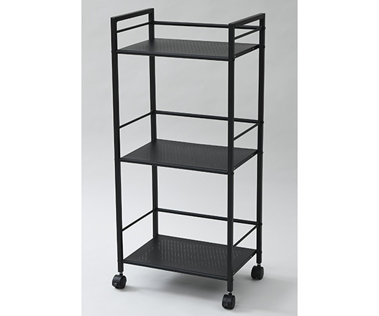 山善(YAMAZEN) A4ファイル収納 パンチングワゴン キャスター付き 3段 マットブラック SSDT-3(MBK) 1台(ご注文単位1台)【直送品】