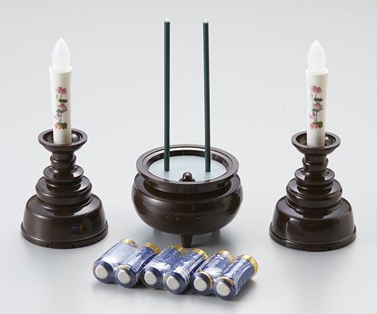 旭電機化成 安心の絵ろうそく・お線香セット ブラウン AGI-104DB 1個(ご注文単位1個)【直送品】