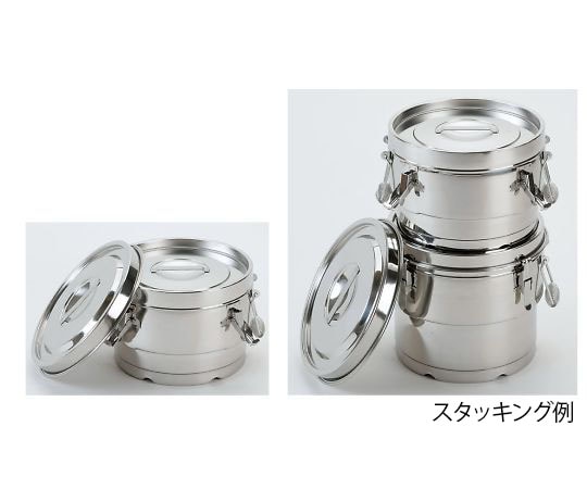 ホクリク総業 18-8 段付二重保温食缶クリップ付 8L  1個（ご注文単位1個）【直送品】