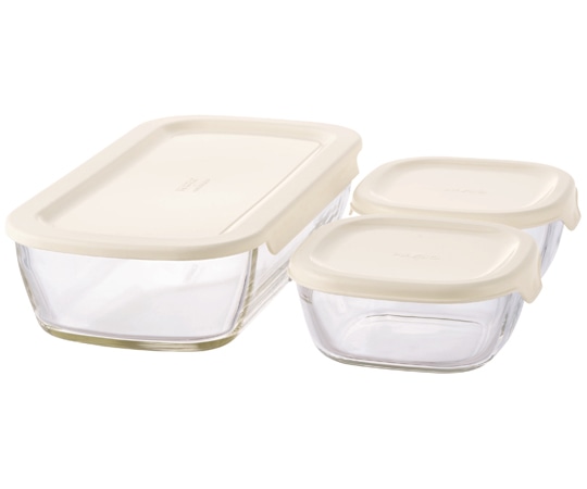 HARIO スタッキング耐熱ガラスコンテナ S 3個×8セット KSTL-S-2508-OW 1箱（ご注文単位1箱）【直送品】