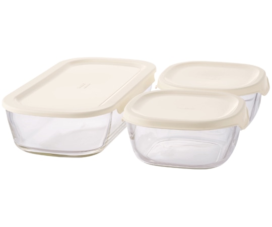 HARIO スタッキング耐熱ガラスコンテナ M 3個×6セット KSTL-M-3006-OW 1箱（ご注文単位1箱）【直送品】