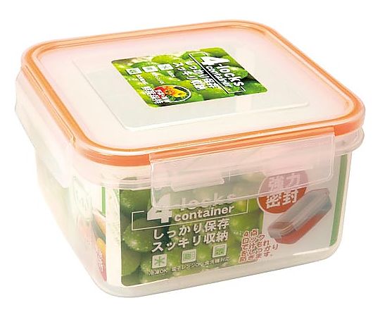 ストリックスデザイン 4LOCKS保存容器 正方形1.1L S21 HT-128 1個（ご注文単位1個）【直送品】