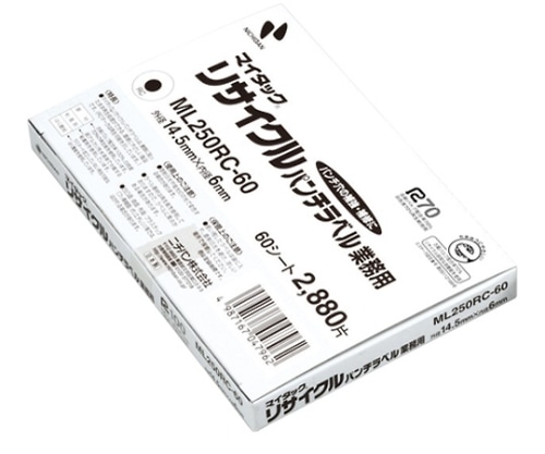 ニチバン パンチラベル 白(再生紙) ML250RC-60 1式(ご注文単位1式)【直送品】