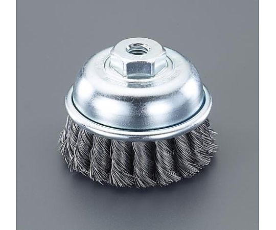 エスコ 75㎜/M10 ワイヤーブラシ(カップ型/スチールツイスト EA809YS-6 1個(ご注文単位1個)【直送品】