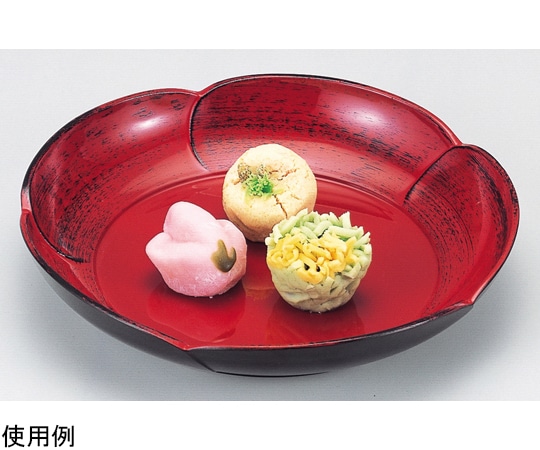 福井クラフト 7.5寸 梅型鉢 朱に黒カスリ 75000890 1個（ご注文単位1個）【直送品】