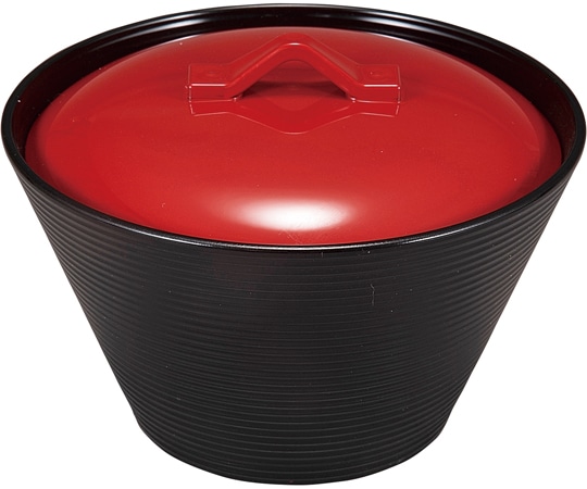 福井クラフト 耐熱千筋クィーン椀(大)セット 蓋朱:親総内黒 30045380 1個（ご注文単位1個）【直送品】