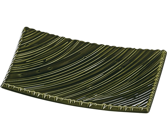 福井クラフト 21cm しのぎ波彫皿 織部塗 51060590 1個（ご注文単位1個）【直送品】