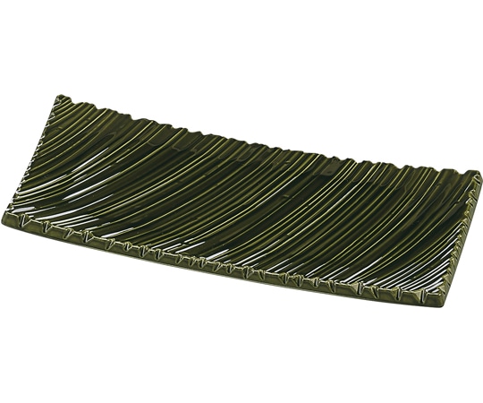 福井クラフト 31cm しのぎ波彫皿 織部塗 51060610 1個（ご注文単位1個）【直送品】