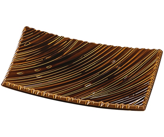 福井クラフト 21cm しのぎ波彫皿 アメ釉塗 51060710 1個（ご注文単位1個）【直送品】